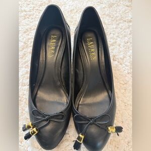 Lauren Ralph Lauren Black Wedges with Gold Tassels